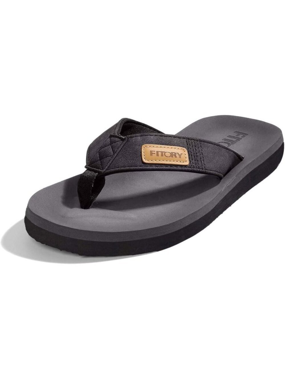 Mens Black Flat Thongs Solid Comfort Split Toe Rubber Flip Flop Slipper Shoes